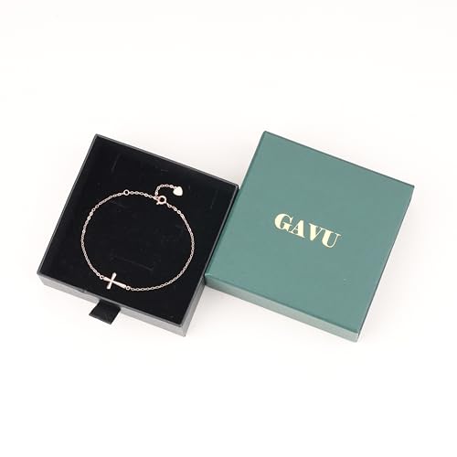 GAVU 925 Sterling Silver Small Cross Charm Bracelet for Women - color: Rosegold