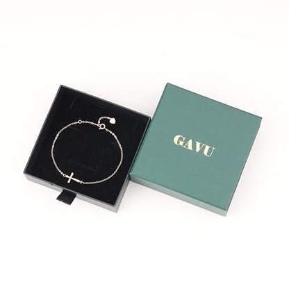 GAVU 925 Sterling Silver Small Cross Charm Bracelet for Women - color: Rosegold
