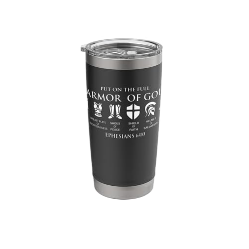 Put On The Full Armor Of God -Christian Faith Soldior of God Stainless Steel Insulated Tumbler - color: Black