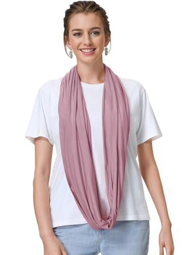 Lina & Lily Premium Modal Jersey Knit Women's Infinity Scarf Loop Lightweight - color: Dusty Rose