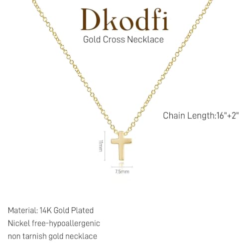 Cross Necklace for Women - Dainty 14K Gold Silver Plated Cross Necklace Choker Jewelry Cute Simple Small Trendy Non Tarnish Waterproof Faith Religious Jewelry Gift for Teenage - style: 12-Tiny Cross-Gold