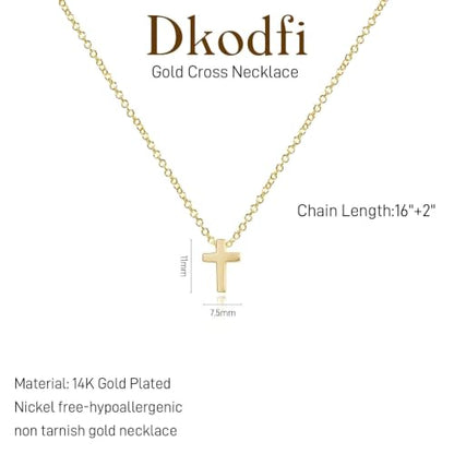 Cross Necklace for Women - Dainty 14K Gold Silver Plated Cross Necklace Choker Jewelry Cute Simple Small Trendy Non Tarnish Waterproof Faith Religious Jewelry Gift for Teenage - style: 12-Tiny Cross-Gold