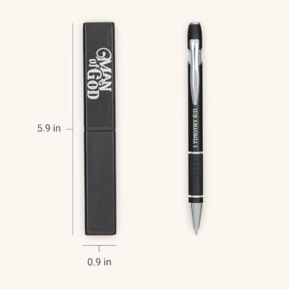 Christian Art Gifts Man of God Black Retractable Ballpoint Pen & Gift Box - color: Black/Man of God, size: 1 Count (Pack of 1)
