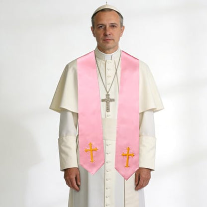 Clergy Stole & Choir Stole with Embroidered 60/72" - color: Pink, size: 72 inch