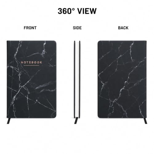 WORLD TRAVELER Large Lined Journal Notebook 256 Ruled White & Ivory Pages - color: Black Marble
