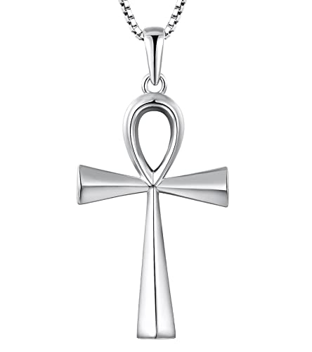 YL Cross Necklace 925 Sterling Silver Infinity Pendant Ankh Criss Jewelry for Women - color: E: ankh