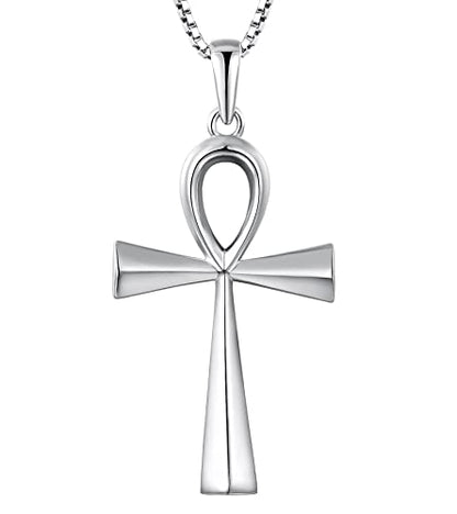 YL Cross Necklace 925 Sterling Silver Infinity Pendant Ankh Criss Jewelry for Women - color: E: ankh