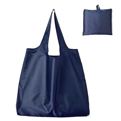Large 50lbs Heavy Duty Reusable Foldable Grocery and Shopping Tote Bags - Washable Polyester Bags in Pocket - color: Blue