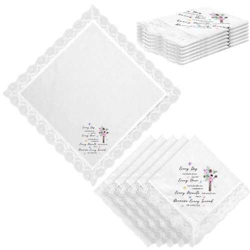 6 Pack 23'' Women Church Lap Scarf - color: White, style: Bible Verses