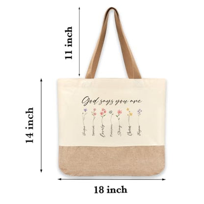 Tote Bag, Gifts for Women Friends Girlfriend Coworker Wife Mom Reusable Tote Bags Birthday Thank You Gift - color: God Says