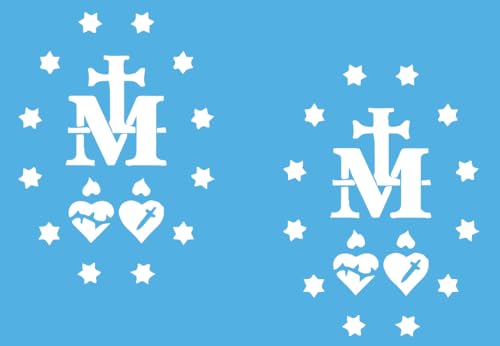 2 Pack - Miraculous Medal of Virgin Mary - Catholic Church | Car Decal Vinyl Sticker Graphics | 4 Inches Wide by 5.5 Inches Height HGC1573A.010 White - color: White, size: 4" Width by 5.5" Height