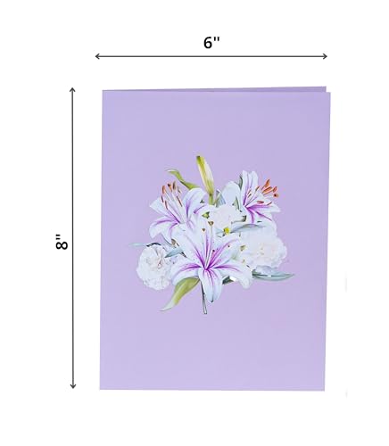 Purple Lilies Basket Pop Up Sympathy Cards with Envelopes, 6x8 in Sorry for Your Loss Card, Religious Pop Up Sympathy for Loss of Loved one, Mother, Father, Husband (Purple Lilies Basket) - color: Purple Lilies Sympathy