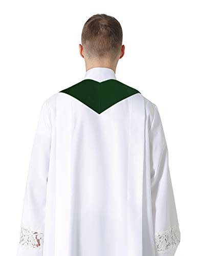 IvyRobes Unisex Adults Overlay Plain Clergy Stole 94"-4 Colors Available - color: Forest