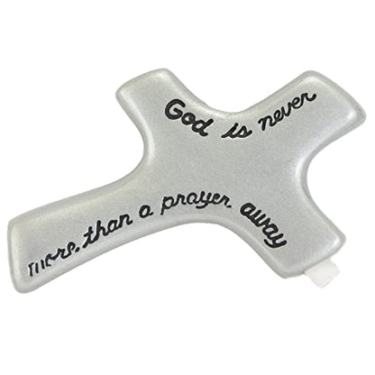 A Prayer Away Silver Metal Palm Cross, Handheld Cross for Comfort and Prayer, 2 3/4 Inches, by Cathedral Art