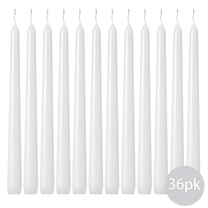 kedtui Taper Candles 10 inch (H) Dripless, Set of 36 White Unscented and Smokeless Taper Candles Long Burning, Paraffin Wax with Cotton Wicks for Burning 8 Hours Time - size: 36 Pack