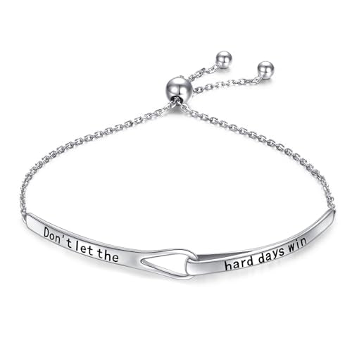 Sterling Silver Engraved Inspirational Adjustable Infinity Bracelet Graduation Gift for Mother Sister Best Friend Jewelry for Women - style: Don't Let the Hard Days Win Be Anxious for Nothing