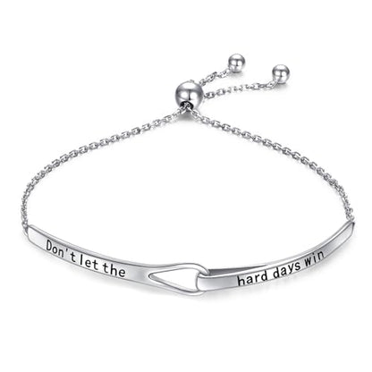 Sterling Silver Engraved Inspirational Adjustable Infinity Bracelet Graduation Gift for Mother Sister Best Friend Jewelry for Women - style: Don't Let the Hard Days Win Be Anxious for Nothing