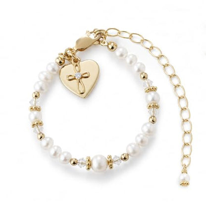 Cherished Moments Baptism to Bride Bracelet .925 Silver or 14K Gold-Plated - color: Gold Heart