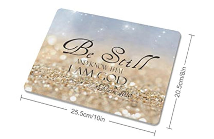 Christian Bible Verses Mouse Pad, Square Waterproof Non-Slip Rubber Base MousePad for Office Laptop, 9.5"x7.9"x0.12" Inch (Be Still) - color: S1013
