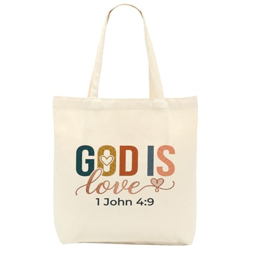 Faith Canvas Tote Bag, Christian Gifts for Women Girls Mom Sister Inspirational Bible Verse Birthday Christmas - color: Colorful Christian 819