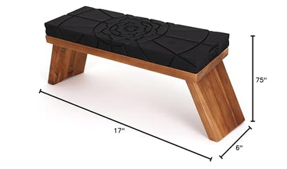 Teak Meditation Bench - Meditation Seat - Meditation Stool - Kneeling Meditation Chair - Portable Folding Meditation Bench - Seiza Yoga Meditation Bench - Prayer Bench (Black/Teak) - color: Black / Teak