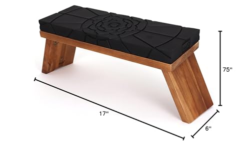 Teak Meditation Bench - Meditation Seat - Meditation Stool - Kneeling Meditation Chair - Portable Folding Meditation Bench - Seiza Yoga Meditation Bench - Prayer Bench (Black/Teak) - color: Black / Teak