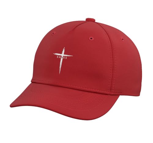 Cool Christian Cross Jesus Saves Men Women Graphic Christ Adjustable Baseball Hat - color: Red