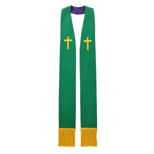BLESSUME Church Clergy Pastor Reversible Stole - color: Green and Purple 3
