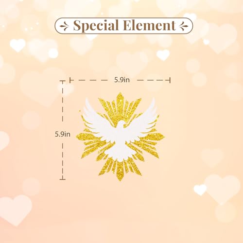 Holy Spirit Cake Topper, White Dove Cake Decor, Gold Glitter Baptism Cake Topper for Religious Baby Shower/Wedding Anniversary Party Decoration - style: Religious Dove