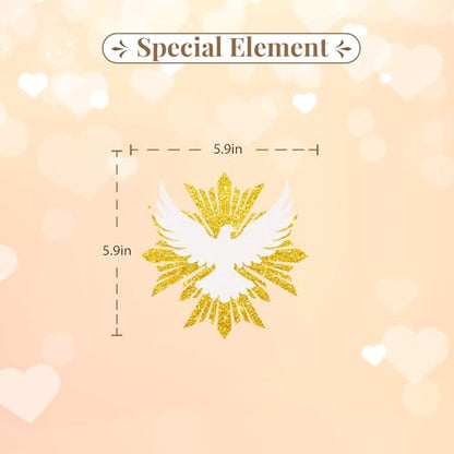 Holy Spirit Cake Topper, White Dove Cake Decor, Gold Glitter Baptism Cake Topper for Religious Baby Shower/Wedding Anniversary Party Decoration - style: Religious Dove