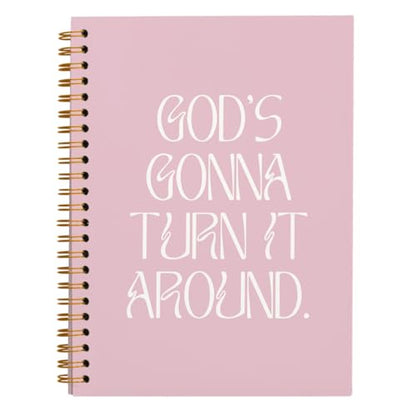 Coquette Christian Spiral Notebook Journal Gifts for Women Teen Girl - color: god's gonna turn it around