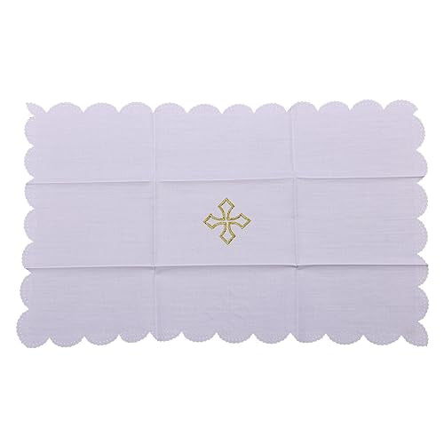 BLESSUME Church Mass Altar Cloth Purificator Cloth Cross Embroidery (White 4) - color: White 4
