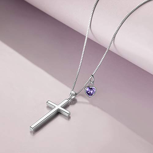 POPLYKE Cross Necklace 925 Sterling Silver Philippians 4:13 I Can Do All The Things Inspirational Necklace Gifts for Women Men 20+2'' - color: silver-02 February