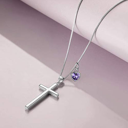 POPLYKE Cross Necklace 925 Sterling Silver Philippians 4:13 I Can Do All The Things Inspirational Necklace Gifts for Women Men 20+2'' - color: silver-02 February