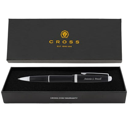 Cross Lume Personalized Ballpoint Pen in Obsidian Black Resin, Chrome Trim - color: Obsidian Black