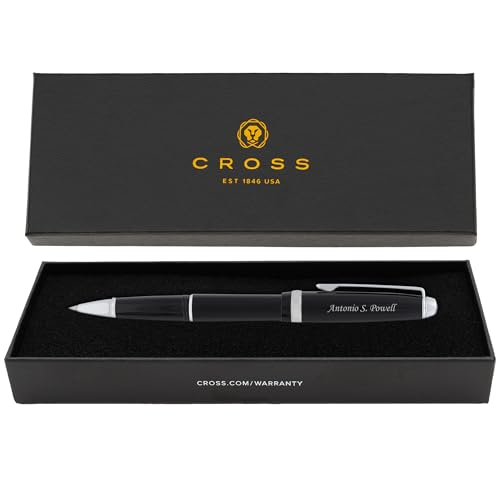 Cross Lume Personalized Ballpoint Pen in Obsidian Black Resin, Chrome Trim - color: Obsidian Black