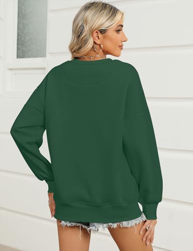 Micoson Women's Oversized USA Graphic Letter Print Sweatshirts Crewneck Patriotic Fleece Pullover Tops Winter Sweater - color: Santa Christmas, size: Small