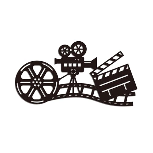 WADORN Movie Reel Metal Wall Art Decor, Abstract Antique Movie Theater Metal Wall Art Black Decorative Hanging Film Reel Decor for Home Office Bedroom Study Room Bar Club Studio, 11.8x6.3 Inch - color: Movie Reel