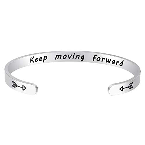 Fesciory Inspirational Bracelets for Women, Stainless Steel Cuff Bangle - color: Silver-33