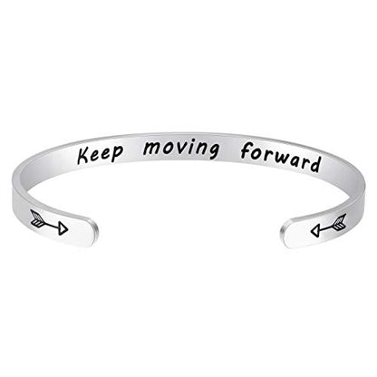 Fesciory Inspirational Bracelets for Women, Stainless Steel Cuff Bangle - color: Silver-33