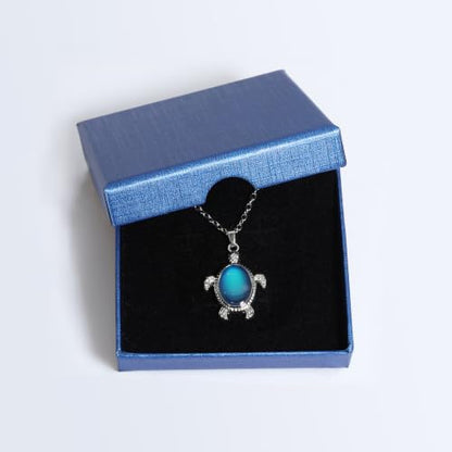 FM FM42 Temperature Sensing Color Changing Pendant Necklace with 19.29" Stainless Steel Rolo Chain - color: Sea Turtle