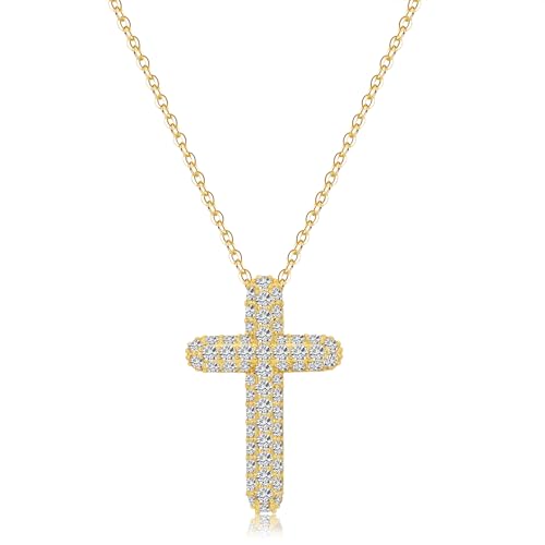 Baptism Cross Necklace for Women,First Communion Cross Necklaces Jewelry Gifts for Women - color: Crystal Bubble-G