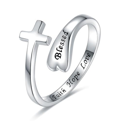 Confirmation Gift for Women 925 Sterling Silver – My Beloved, Wear This Cross Ring as a Symbol of Faith, Hope, and Love. A Gift of Encouragement and Strength, Wrapped in Divine Blessings. May It Remind You of My Eternal Love and Guide You on Your Journey