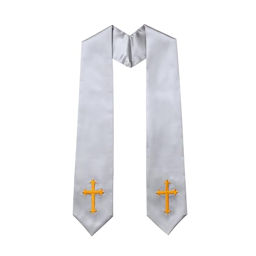 Clergy Stole & Choir Stole with Embroidered 60/72" - color: Gray, size: 72 inch