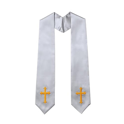 Clergy Stole & Choir Stole with Embroidered 60/72" - color: Gray, size: 72 inch