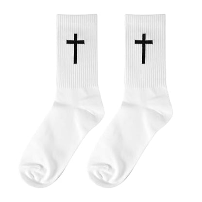 Mikovivi Cross Socks for Men Women, Soft Breathable Cotton Christian Prayer Socks Jesus Faith Stocking Religious Gifts for Dad Husband Friends Youth