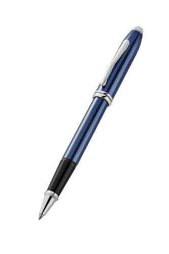 Cross Townsend® Polished Translucent Cobalt Blue Engraved Diamond Cut Pattern with Polished Chrome Appointments Selectip® Rollerball Pen