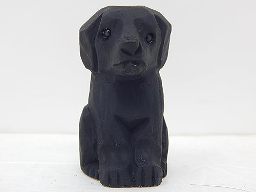 Selsela Hand-Carved Black Lab Figurine - Retriever Wooden Dog Puppy Figurine, Handcrafted Statue, Unique Dog Lover Gift & Home Decor Accent - style: Art Deco