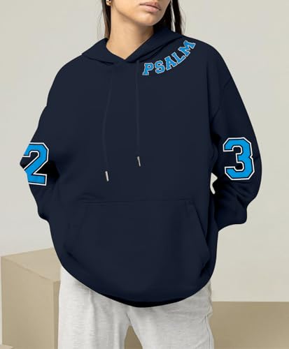 FAYALEQ Christian Sweatshirt For Women God Is Good Hoodies Graphic Tops - color: Dark Blue-23, size: Medium