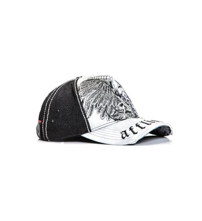Affliction Men's Baseball Cap, Gothic Style, Embroidered Pattern - color: Black (Crossed Over)